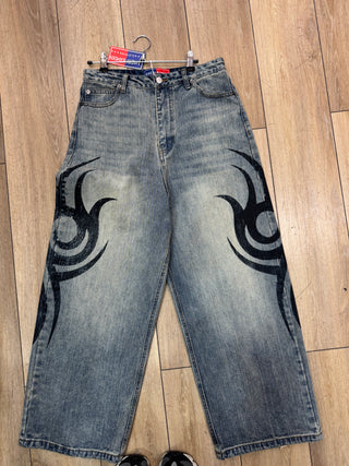 Ameri Camden Baggy Tribal flame Jeans