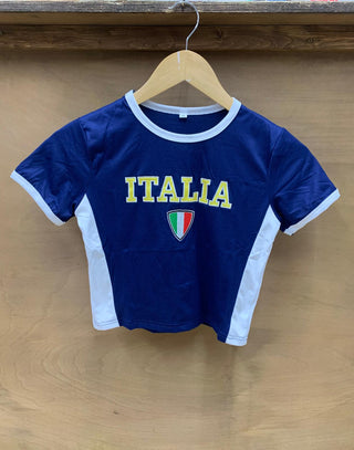 Italia Crop Top in Blue