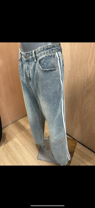 Ameri Camden Washed Wide-Leg Jeans with Side Stripe