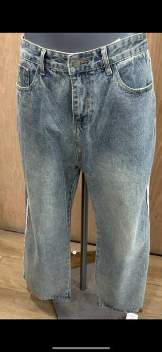 Ameri Camden Washed Wide-Leg Jeans with Side Stripe