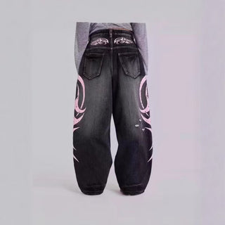 Ameri Camden Baggy  Pink Tribal flame Jeans
