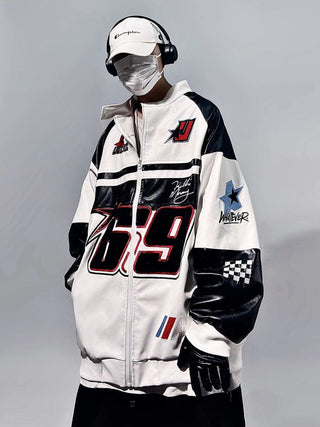 Ameri Camden ‘68’ PU leather Racing Jacket