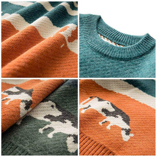 Ameri-Camden Vintage Prairie Cow Pattern Sweater