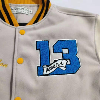 Ameri-Camden "C'est La Vie" Beige Varsity Jacket