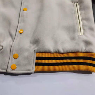 Ameri-Camden "C'est La Vie" Beige Varsity Jacket