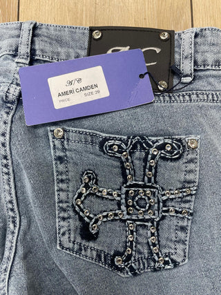 Ameri Camden Low-Rise Cross Flared jeans