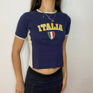 Italia Crop Top in Blue