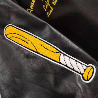 Ameri-Camden "C'est La Vie" Black Varsity Jacket