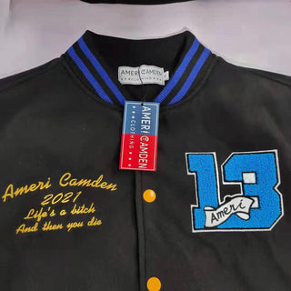 Ameri-Camden "C'est La Vie" Black Varsity Jacket