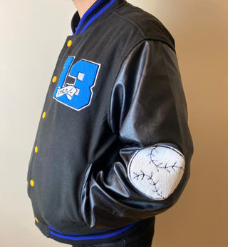 Ameri-Camden "C'est La Vie" Black Varsity Jacket