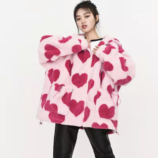 Ameri Camden Pink Sherpa ‘Hearts’ Jacket