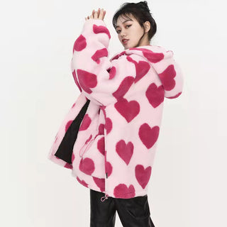 Ameri Camden Pink Sherpa ‘Hearts’ Jacket