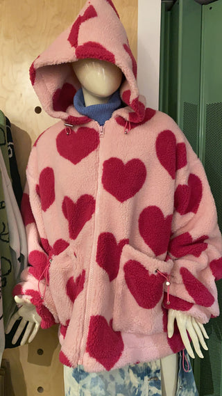 Ameri Camden Pink Sherpa ‘Hearts’ Jacket