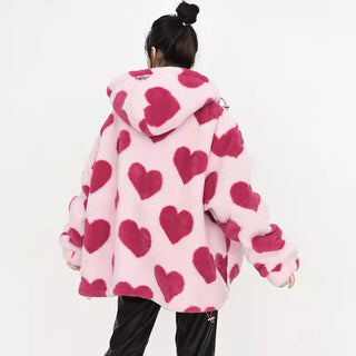 Ameri Camden Pink Sherpa ‘Hearts’ Jacket