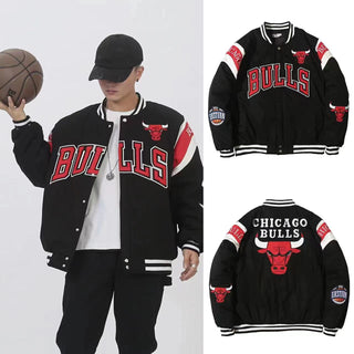 Leather & Suede Basketball Varsity Jacket chicago Bulls Size 